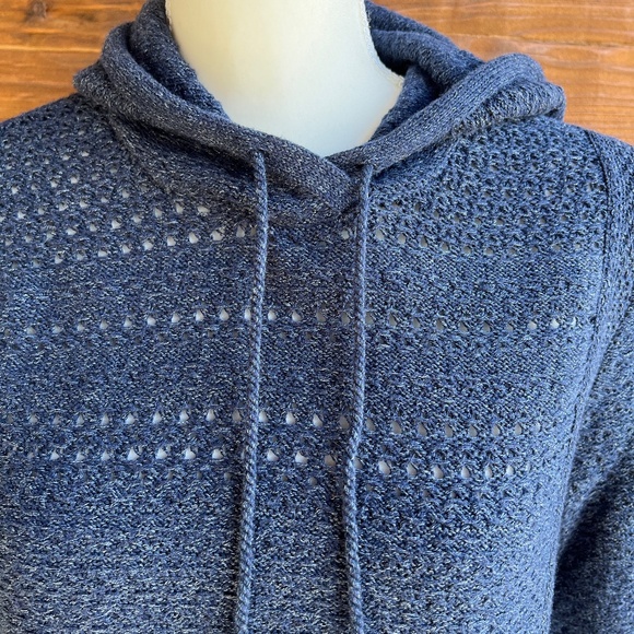 J. JILL Pure Jill Blue Hooded Sweater, Tassels, Pockets, 3/4 Sleeves, XS - Picture 8 of 15